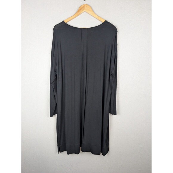 Eileen Fisher Dress Womens 2X Black Long Sleeve Scoop Neck Tunic Made in USA Mb - Picture 6 of 8